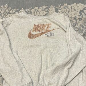 Nike Heather Gray Sweatshirt with Rose Gold Metallic Logo XL